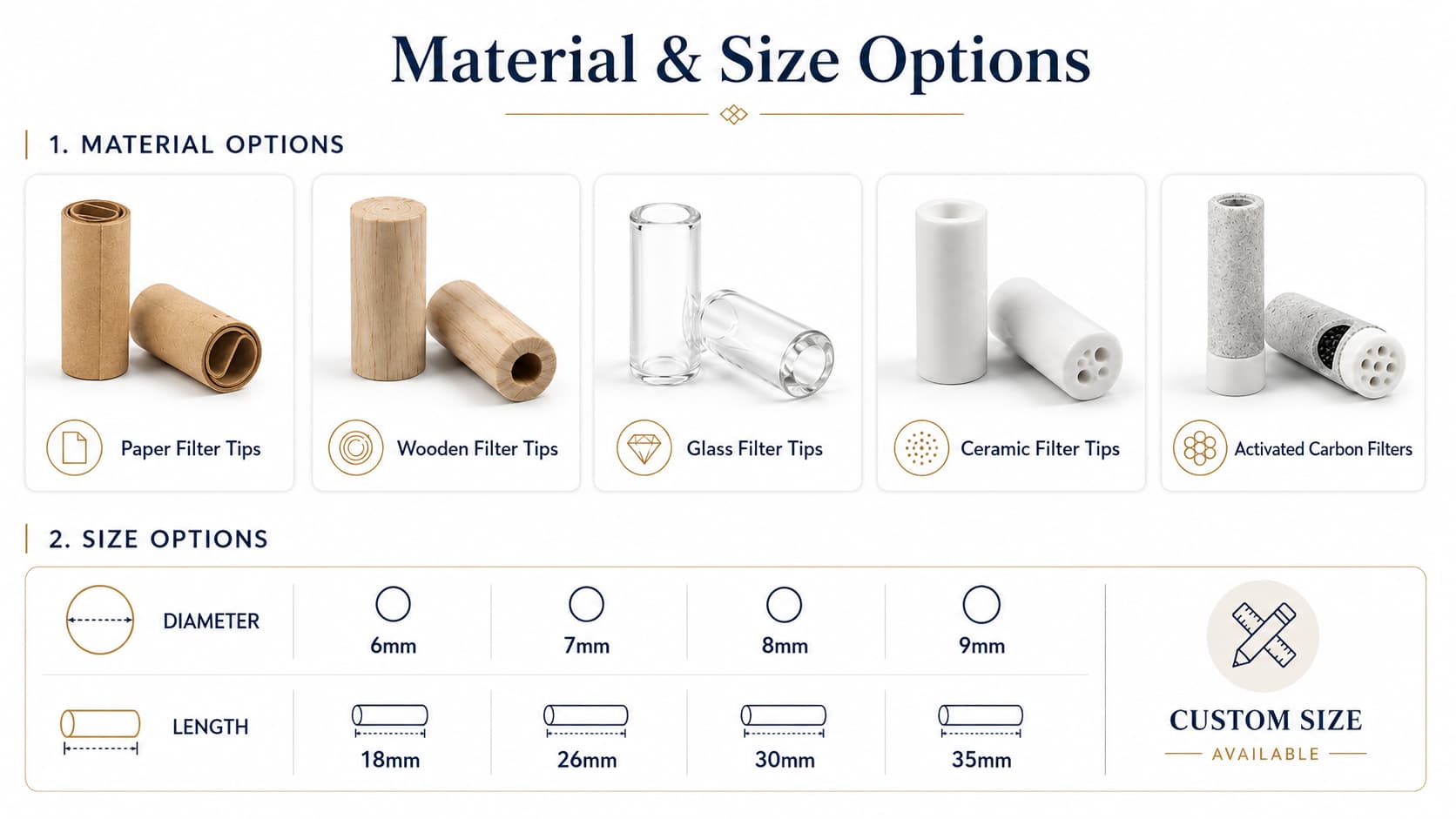7-hole glass filter tips eco Friendly